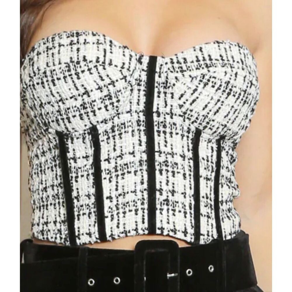 Vera & Lucy Tweed Corset Bandeau Top Nwt Large